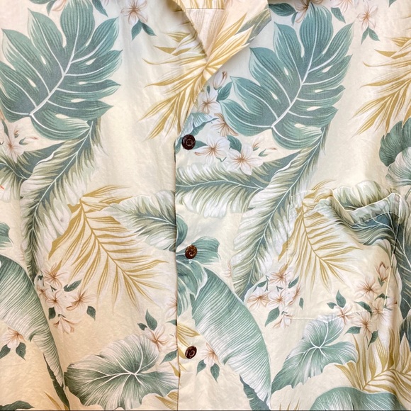 Aloha Republic Men Hawaiian Color Green Cream XL - Picture 3 of 4